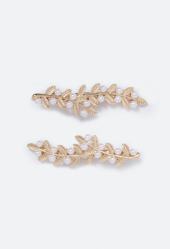 Lea Flower Hair Clips Cream/Gold