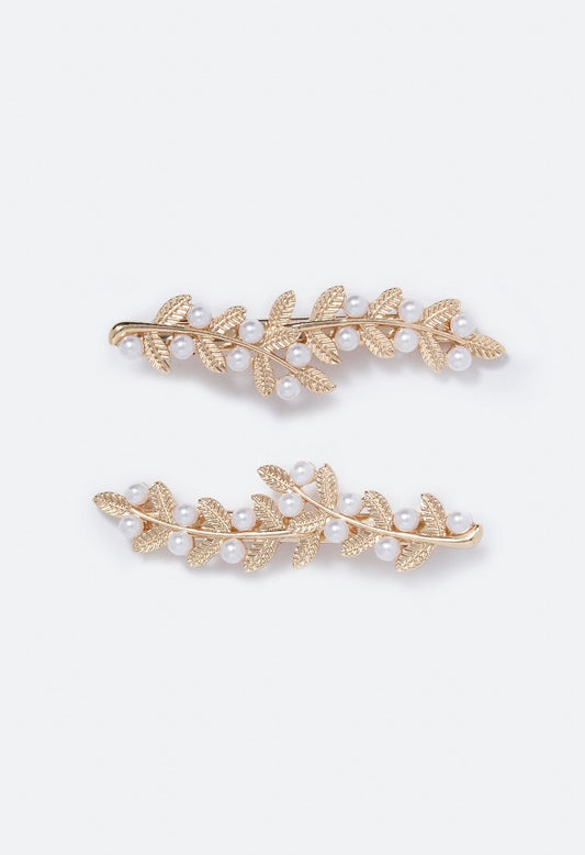 Lea Flower Hair Clips Cream/Gold