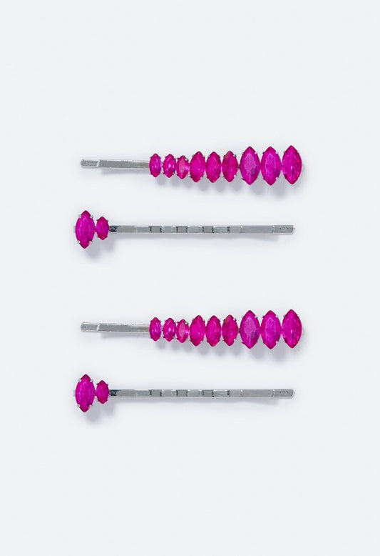 Avah Navette Hair Slides Fushcia Pink/Rhodium