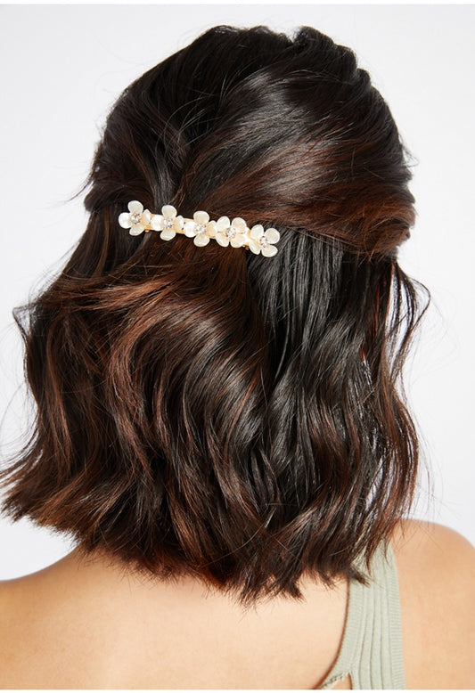 Ruby Flower Hair Clip Cream/Gold