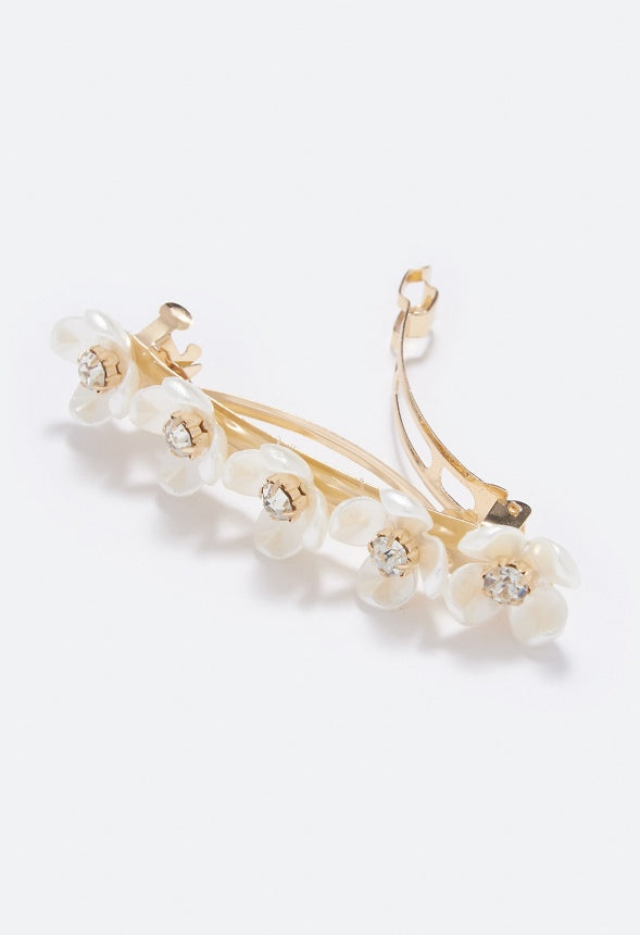 Ruby Flower Hair Clip Cream/Gold