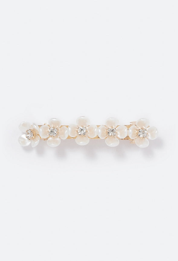 Ruby Flower Hair Clip Cream/Gold