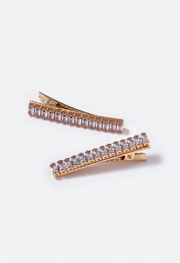 Julie Baguette Stone Hair Clip Crystal/Gold