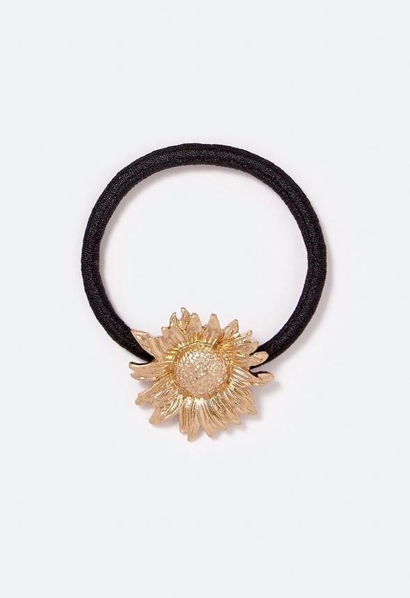 Heidi Sunflower Ponytail Holder Black/Gold