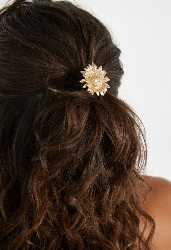 Heidi Sunflower Ponytail Holder Black/Gold