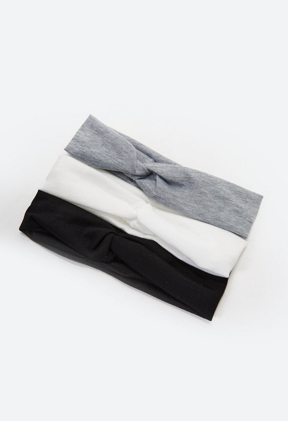 Performance Headband Set Black/ White/ Grey