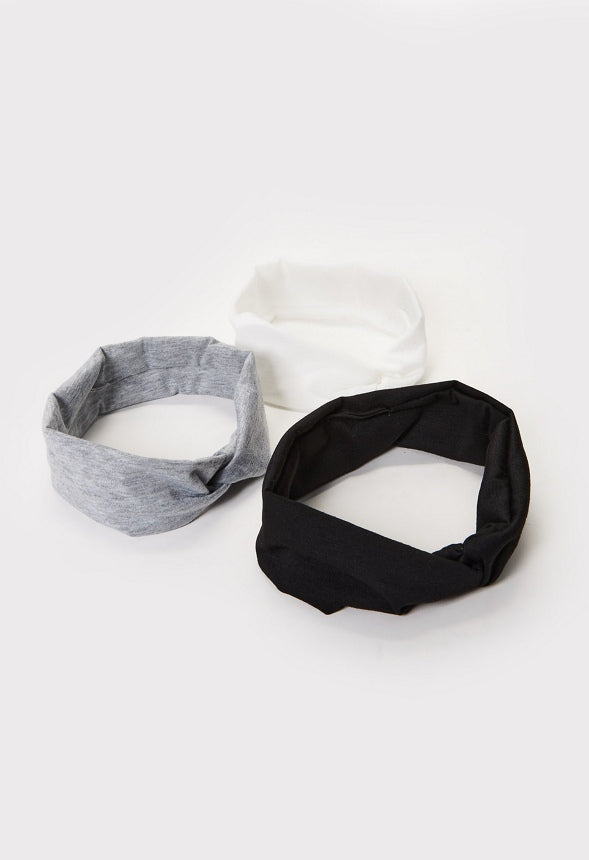 Performance Headband Set Black/ White/ Grey