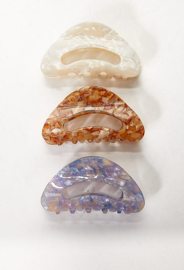 3-Pack Marble Claw Hair Clips Multi