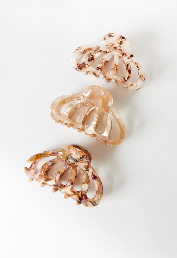 3-Pack Hair Claw Clips Beige Multi