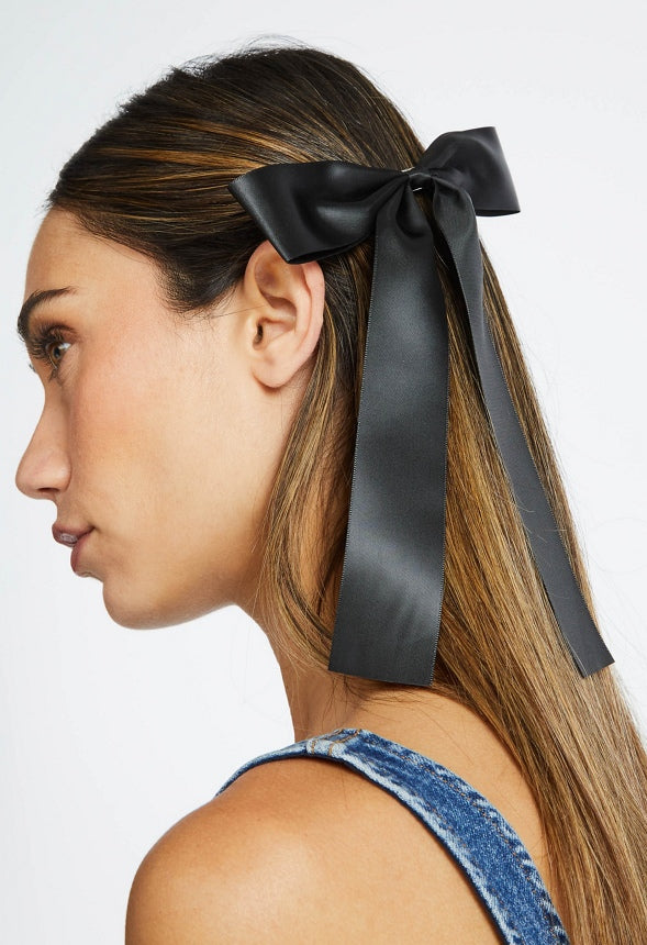 Bow Hair Clip Satin Black