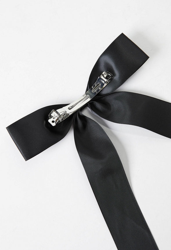 Bow Hair Clip Satin Black