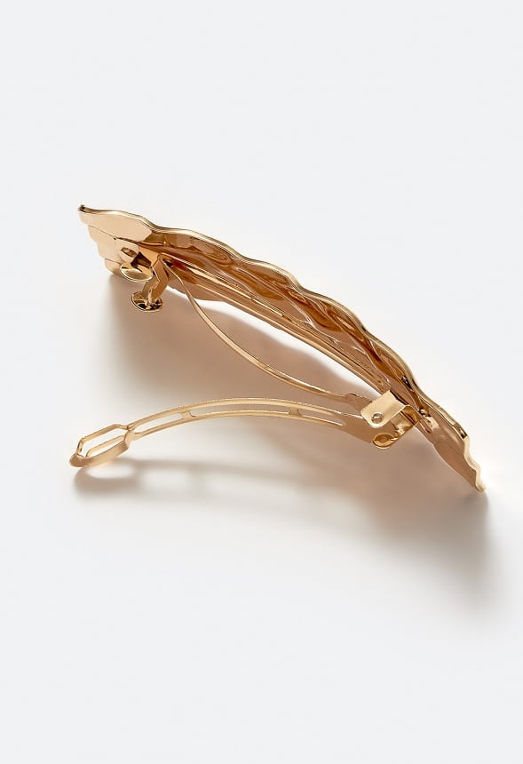 Tyla Molten Textured Metal Rectangular Barrette Gold