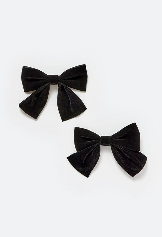 2-Pack Ayla Velvet Bow Clips Black