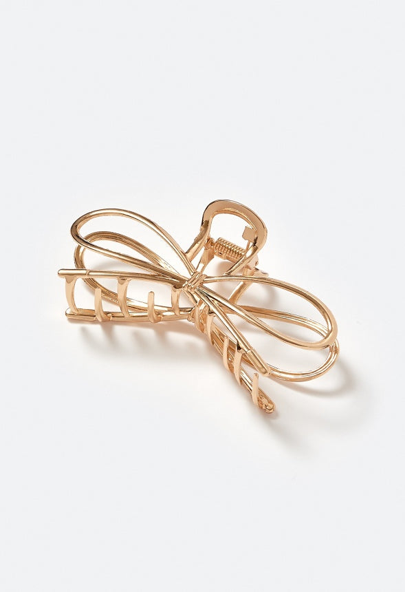 Bea Metal Ribbon Bow Hair Claw Gold