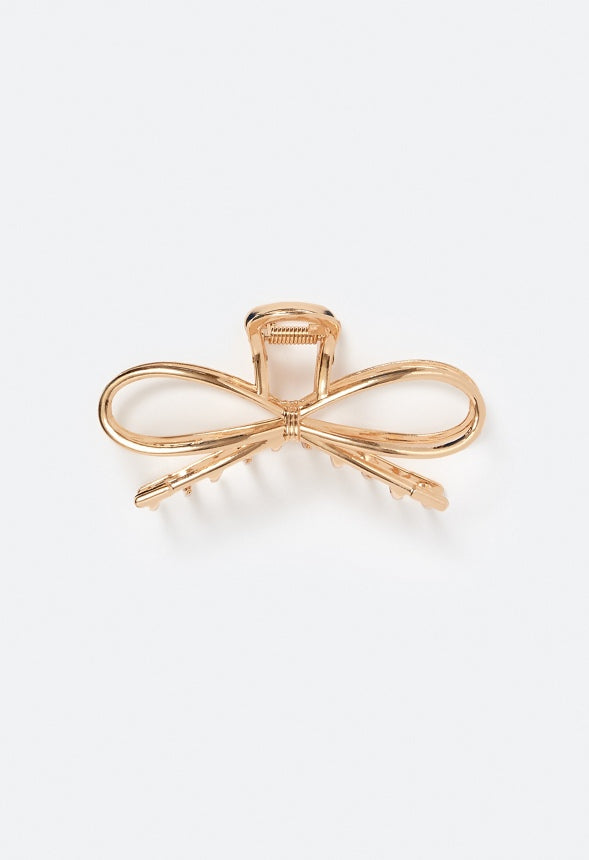 Bea Metal Ribbon Bow Hair Claw Gold
