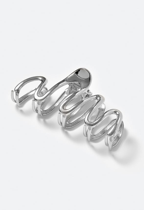 Cai Molten Metal Wave Hair Claw Silver