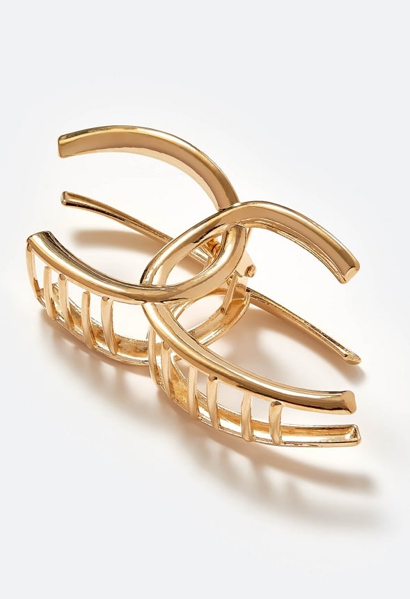 Ona Interlinked Half Ring Metal Hair Claw Gold