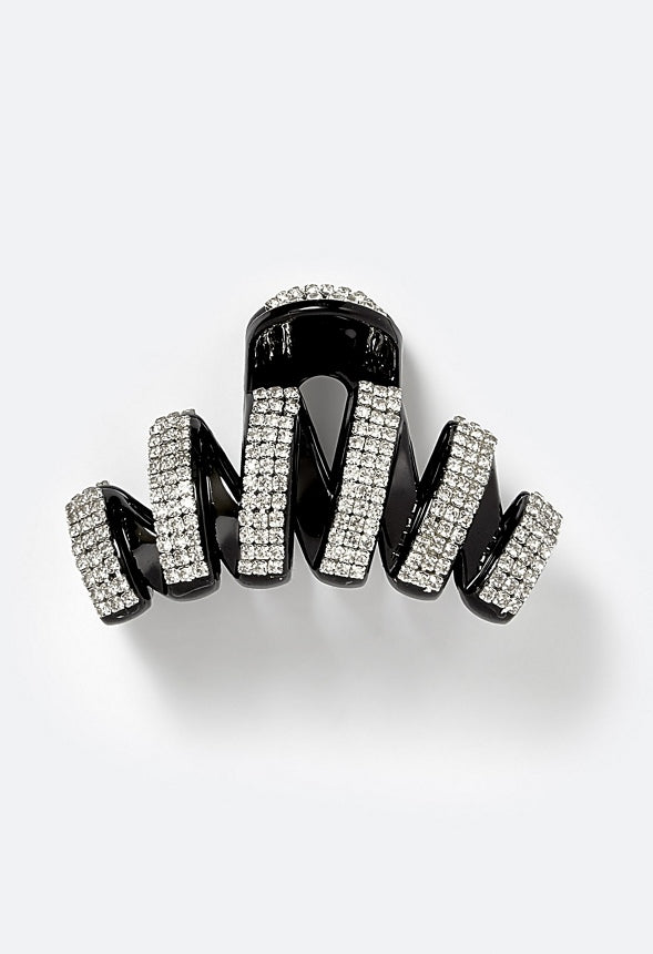 Anais Rhinestone Cupchain Hair Claw Silver/ Black