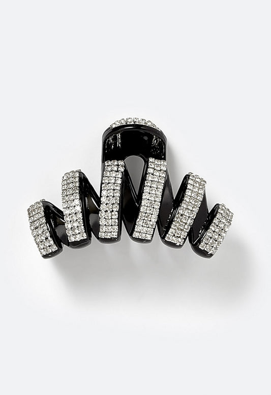 Anais Rhinestone Cupchain Hair Claw Silver/ Black