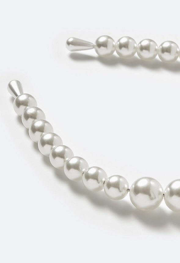 Ines Graduated Pearl Alice Band Cream