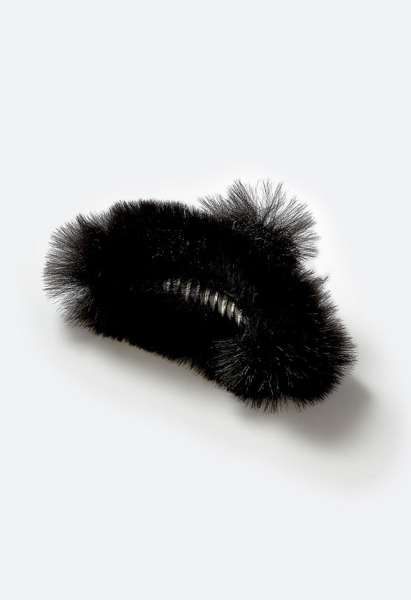 Jenna Fluffy Faux Fur Hair Claw Black