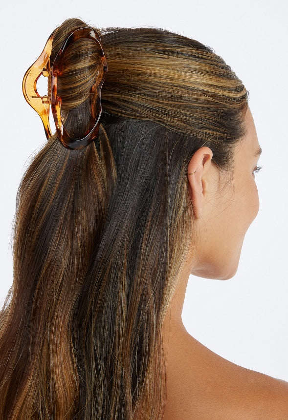 Gala 2 Pack Of Organic Shape Hair Claws In Tortoise Shell Effect & Clear Finish Brown/ Clear