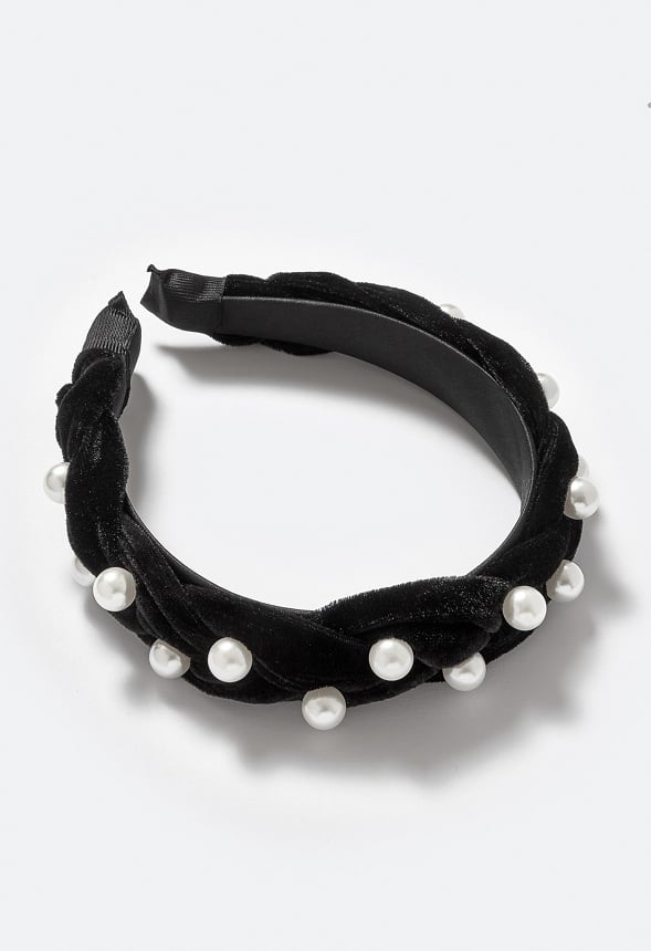 Cami Tonal Colors Stones And Pearls Velvet Alice Headband Multi/ Black
