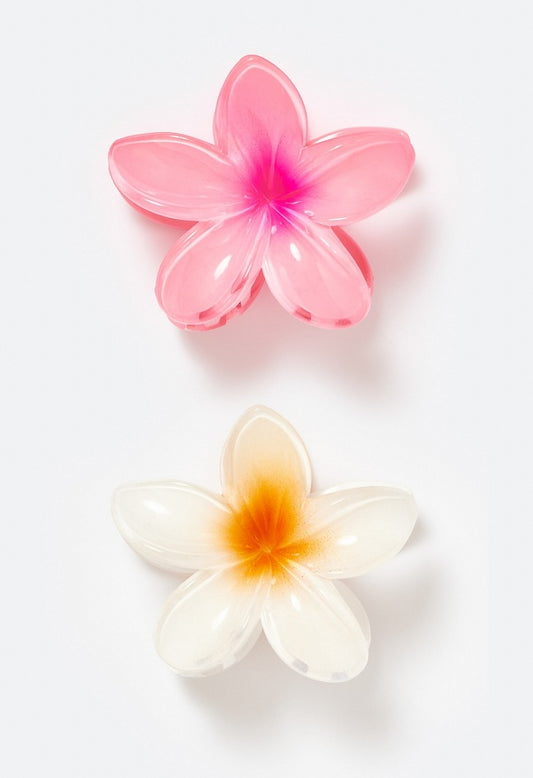 2-Pack Giada Ibiscus Hair Claws Pink/ Cream/ Plastic