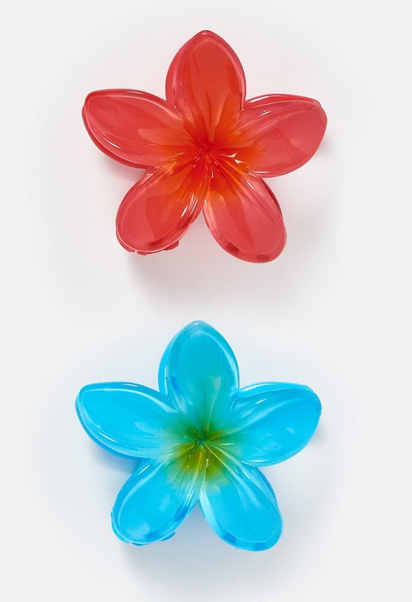 2-Pack Giada Ibiscus Hair Claws Coral/ Turquoise Mix