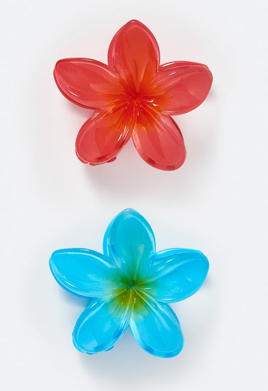 2-Pack Giada Ibiscus Hair Claws Coral/ Turquoise Mix