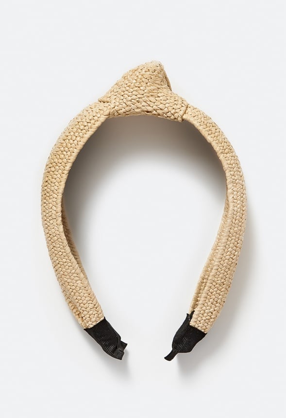 Heidi Woven Raffia Alice Band With Knot Cream