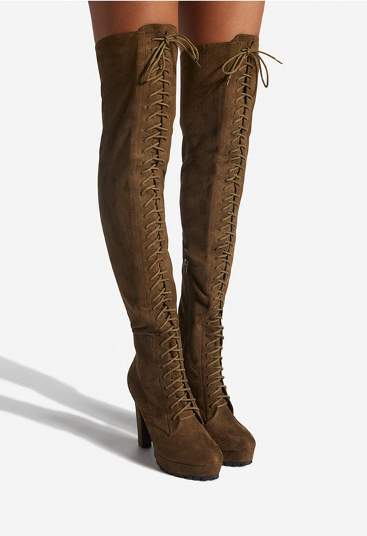 REMI OVER THE KNEE BOOT Dark Olive Night