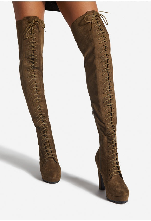 REMI OVER THE KNEE BOOT Dark Olive Night