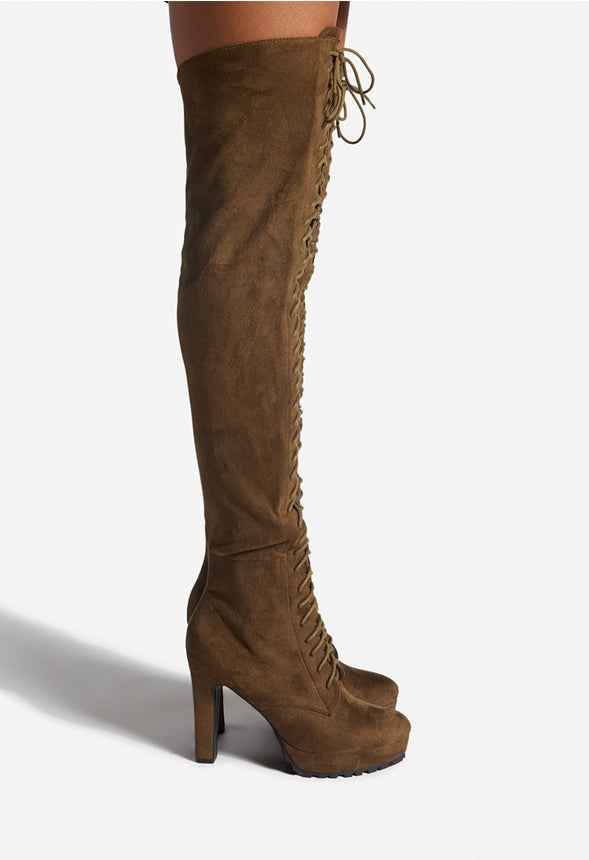 REMI OVER THE KNEE BOOT Dark Olive Night