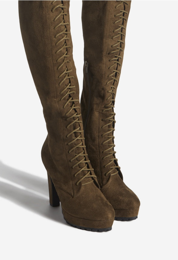 REMI OVER THE KNEE BOOT Dark Olive Night
