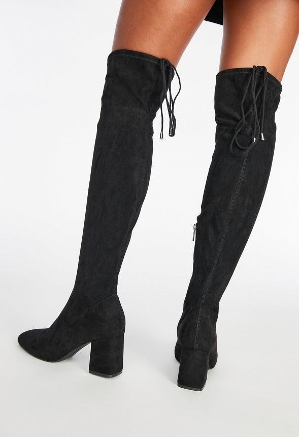 Dauphine Tie Over-The-Knee Boot Black Caviar