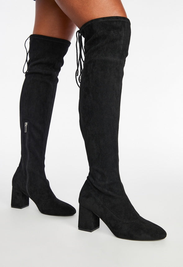 Dauphine Tie Over-The-Knee Boot Black Caviar
