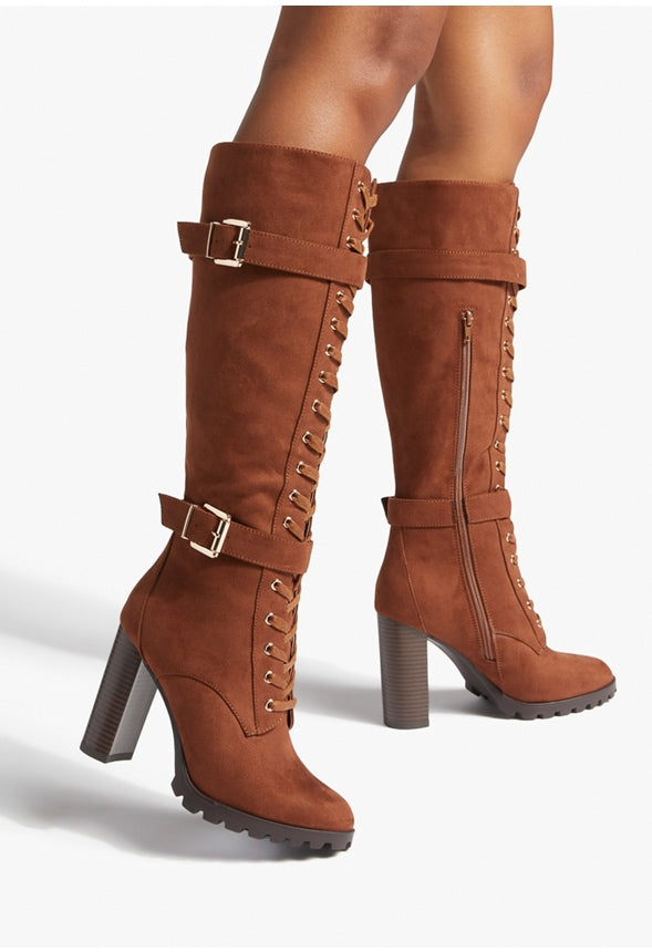 RANGI BLOCK HEEL BOOT Leather Brown