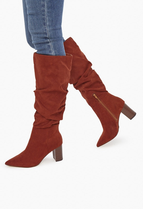 Fiona Slouched Heeled Boot Luggage
