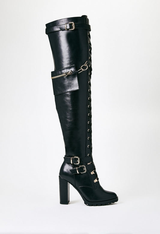 Elira High Block Heel Boot Black