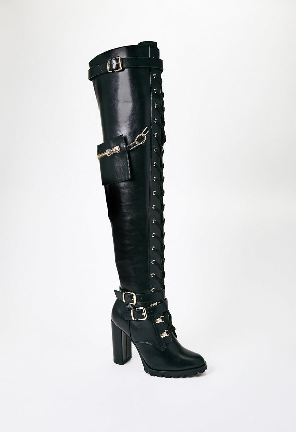 Elira High Block Heel Boot Black