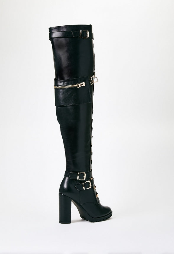 Elira High Block Heel Boot Black