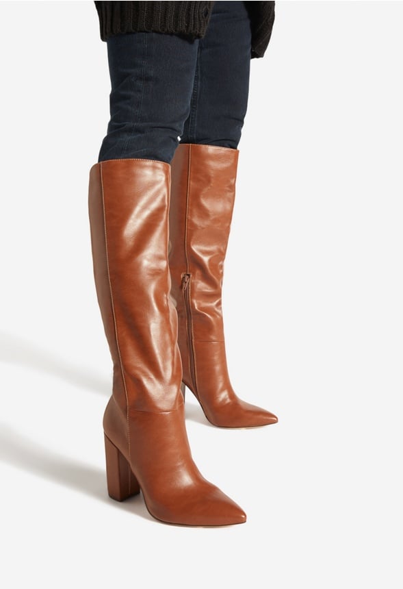 LARENA BLOCK HEEL BOOT Leather Brown
