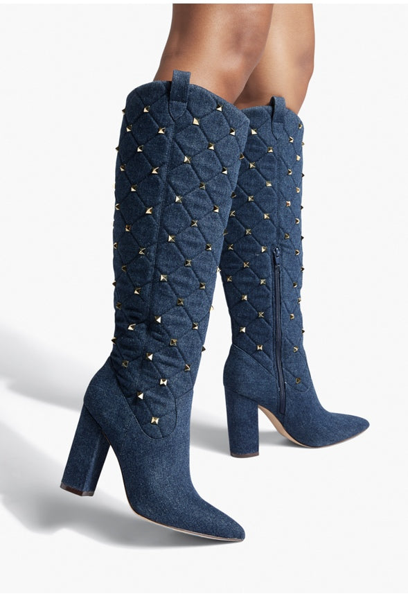 EMELIA HEELED BOOT Dark Denim