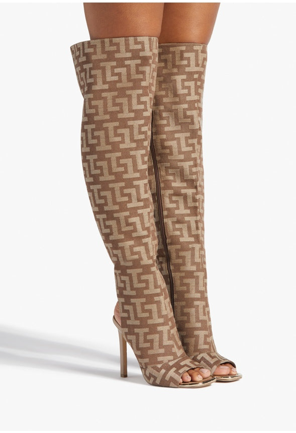 LYNX HEELED BOOT Brown Logo