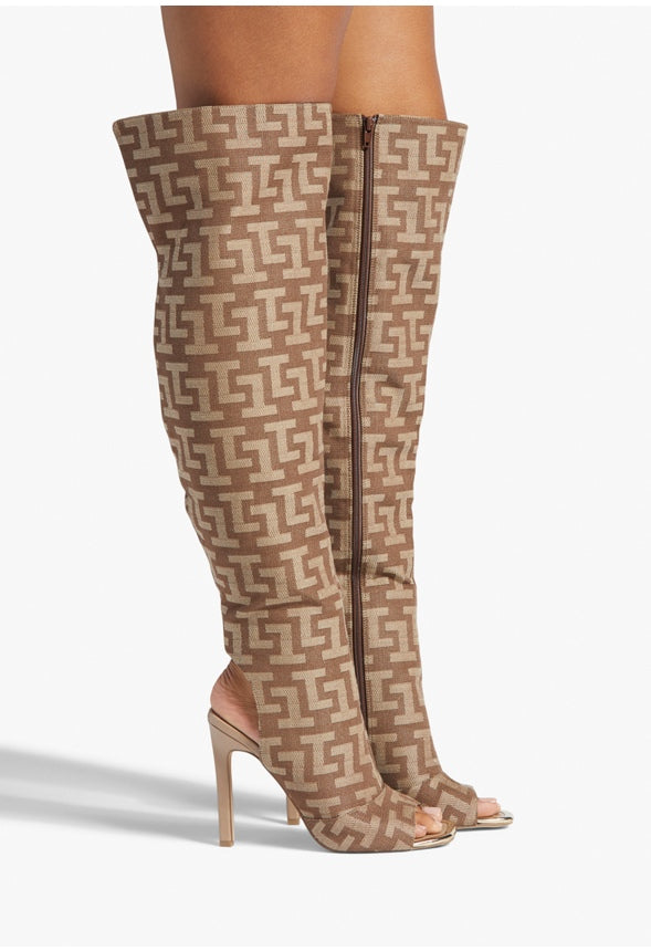 LYNX HEELED BOOT Brown Logo