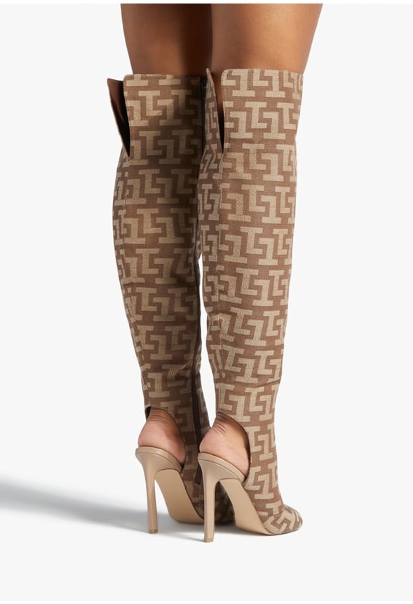 LYNX HEELED BOOT Brown Logo