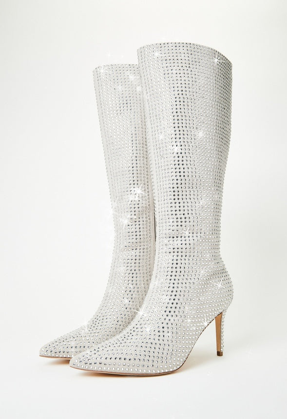 Khloy Tall Stiletto Boot Rhinestone