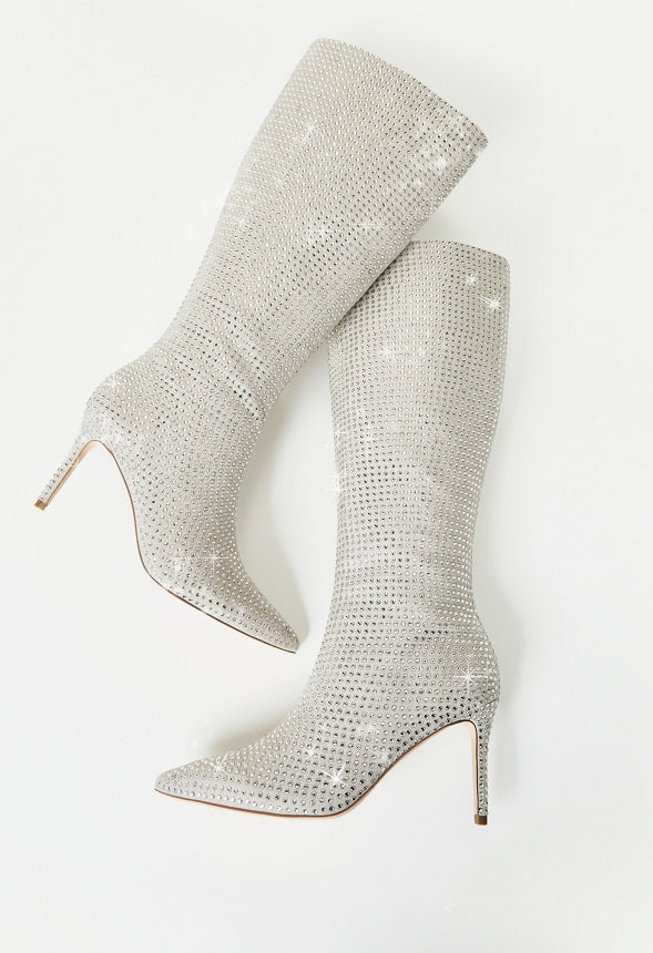 Khloy Tall Stiletto Boot Rhinestone