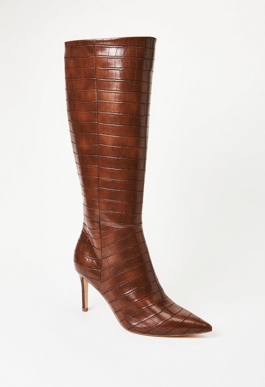 Khloy Tall Stiletto Boot Leather Brown